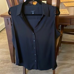 Sleeveless Button Down Black Blouse